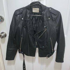 Zara cropped faux leather jacket